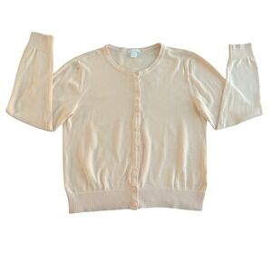 HM Basic Womens Peach Pink 100% Cotton Button Front Cardigan Sweater L (1087)